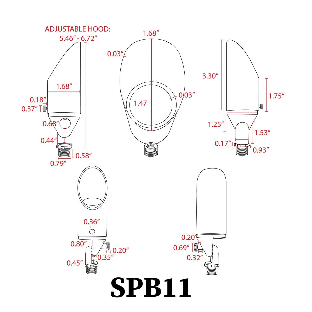SPB11 12V Low Voltage Small Directional Bullet Light Outdoor Landscape Brass Spotlight
