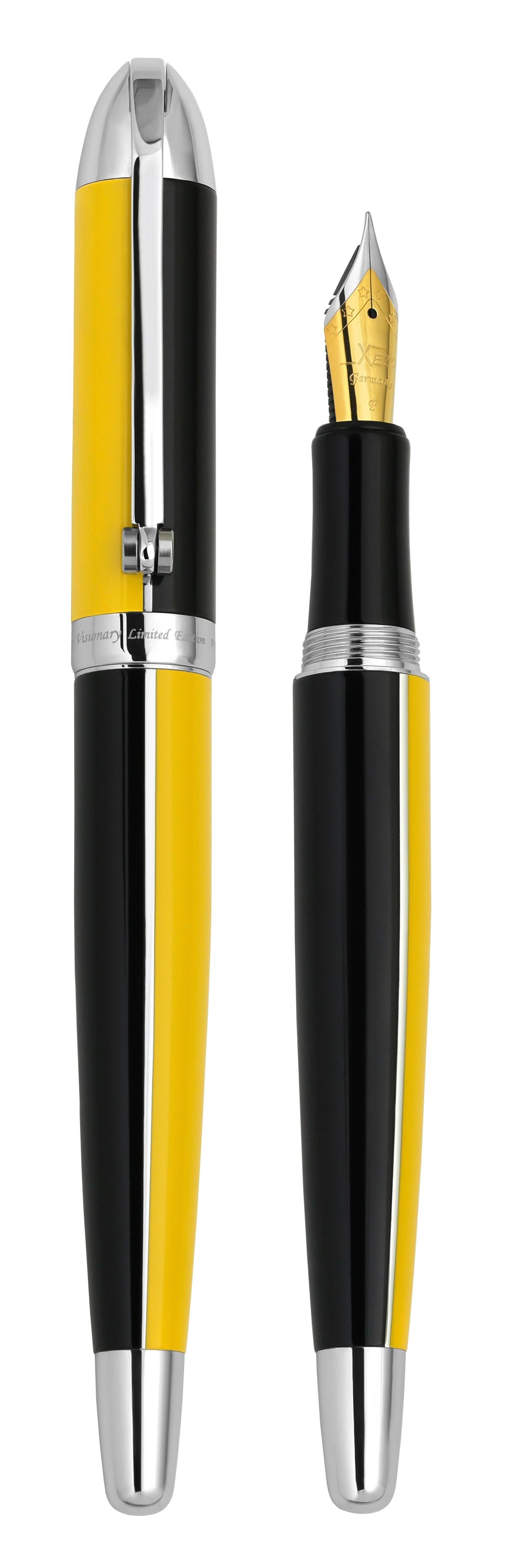 Visionary® Brass & Aluminum Enameled Fountain Pen (Fine Nib) - Speed Yellow / Black