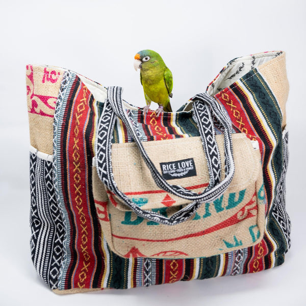 Recycled Travel Tote Delhi Rice Love