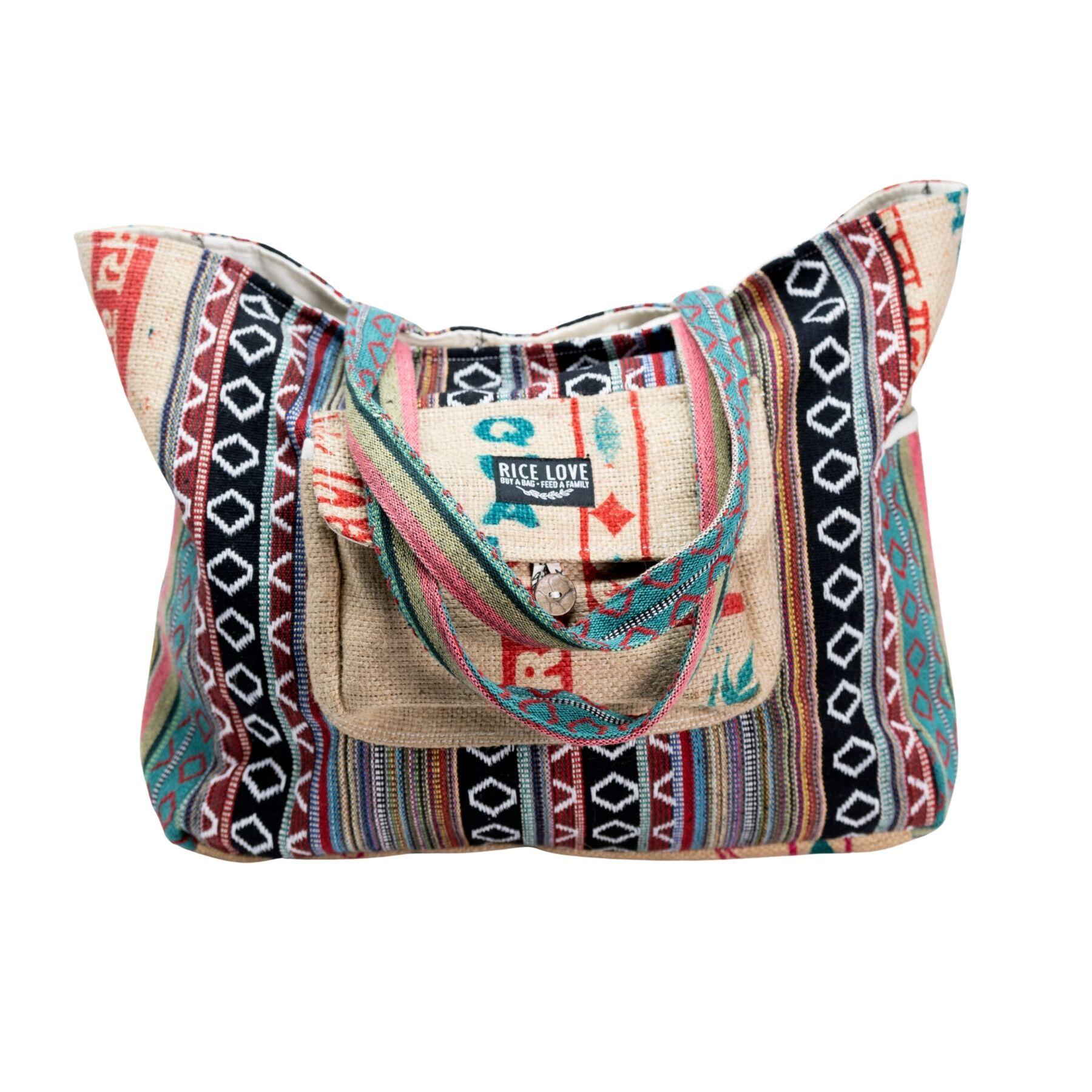 Recycled Travel Tote Mumbai Rice Love