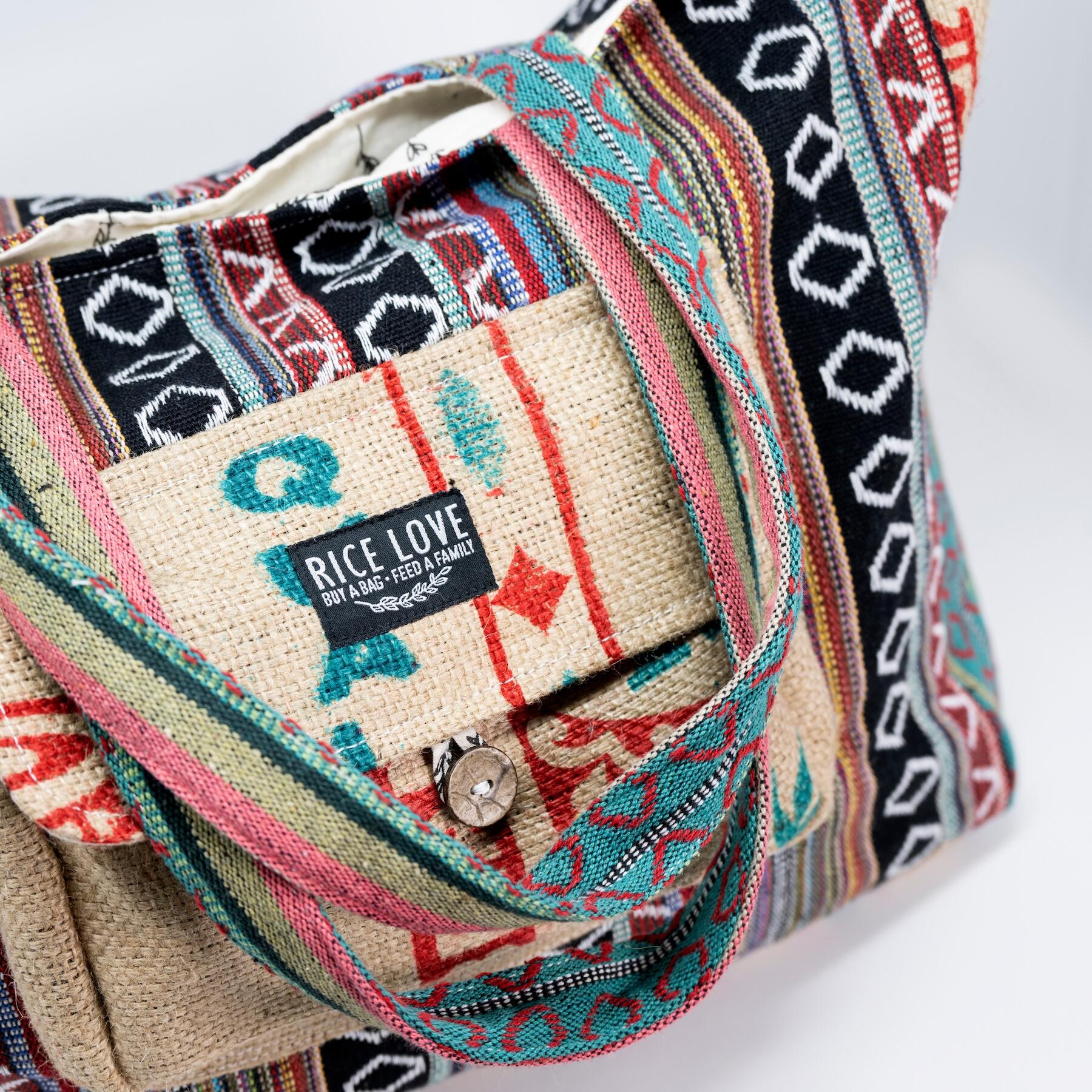Recycled Travel Tote Mumbai Rice Love