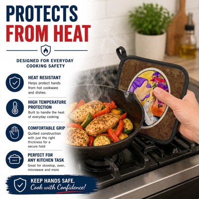 Lady with her Chihuahua Pot Holder Set of 2 Heat Resistant Quilted Hot Pads 7.5 x 7.5 Inch, Insulated Kitchen Trivets for Cooking & Baking