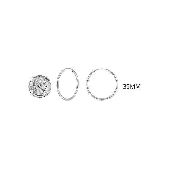 925 Sterling Silver Endless Hoop Earrings All Size Options 10-70MM - Gifts for You 'n Me