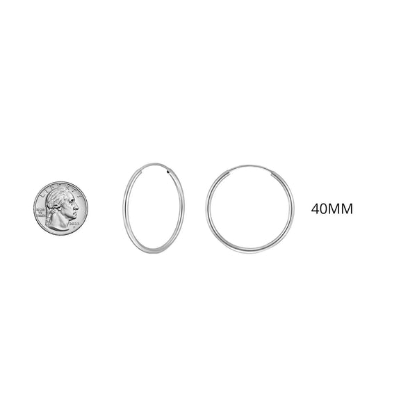 925 Sterling Silver Endless Hoop Earrings All Size Options 10-70MM - Gifts for You 'n Me