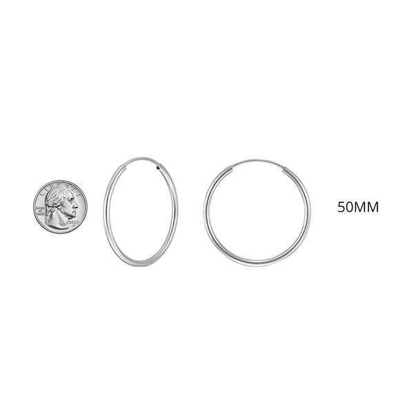 925 Sterling Silver Endless Hoop Earrings All Size Options 10-70MM - Gifts for You 'n Me