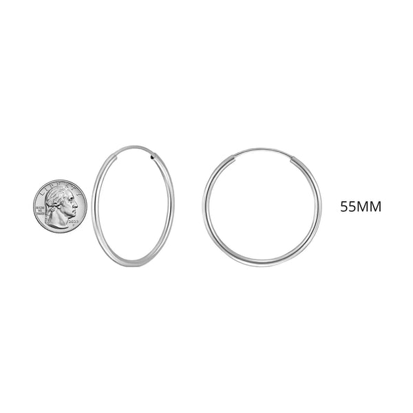 925 Sterling Silver Endless Hoop Earrings All Size Options 10-70MM - Gifts for You 'n Me