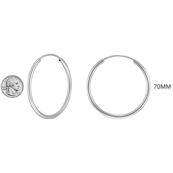 925 Sterling Silver Endless Hoop Earrings All Size Options 10-70MM - Gifts for You 'n Me