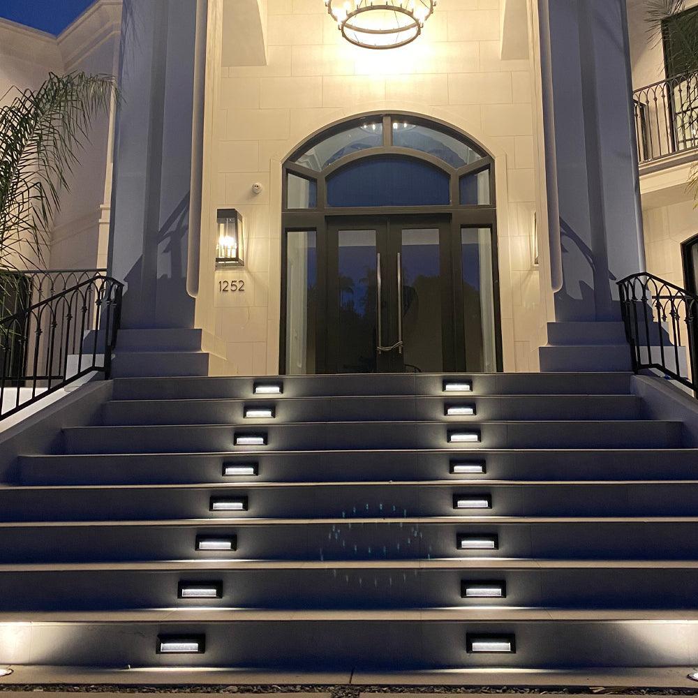 STA04 3+3W 3CCT 3000K/4000K/5000K 12V Low Voltage Cast Aluminum Rectangular Surface Mount LED Step or Deck Light