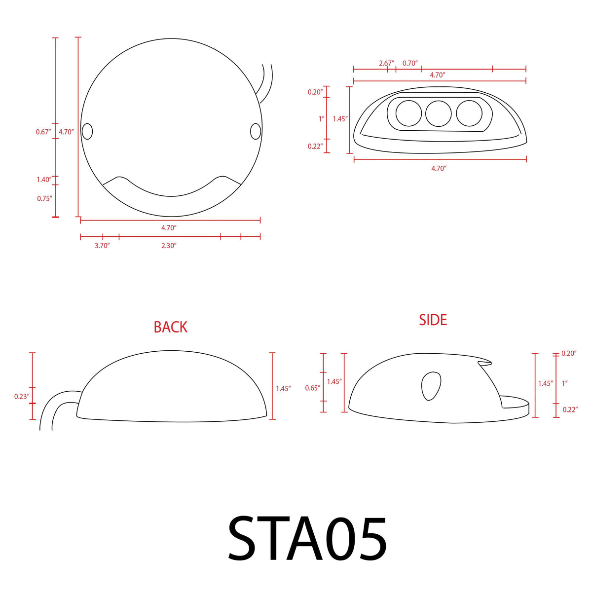 STA05 3W 12V Low Voltage Cast Aluminum Round Surface Mount LED Step or Deck Light