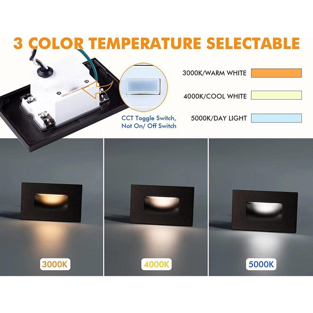 STA07 3.5W 3CCT 12V Low Voltage Rectangular Waterproof Horizontal Integrated LED Aluminum Stairs Step Light Fixture