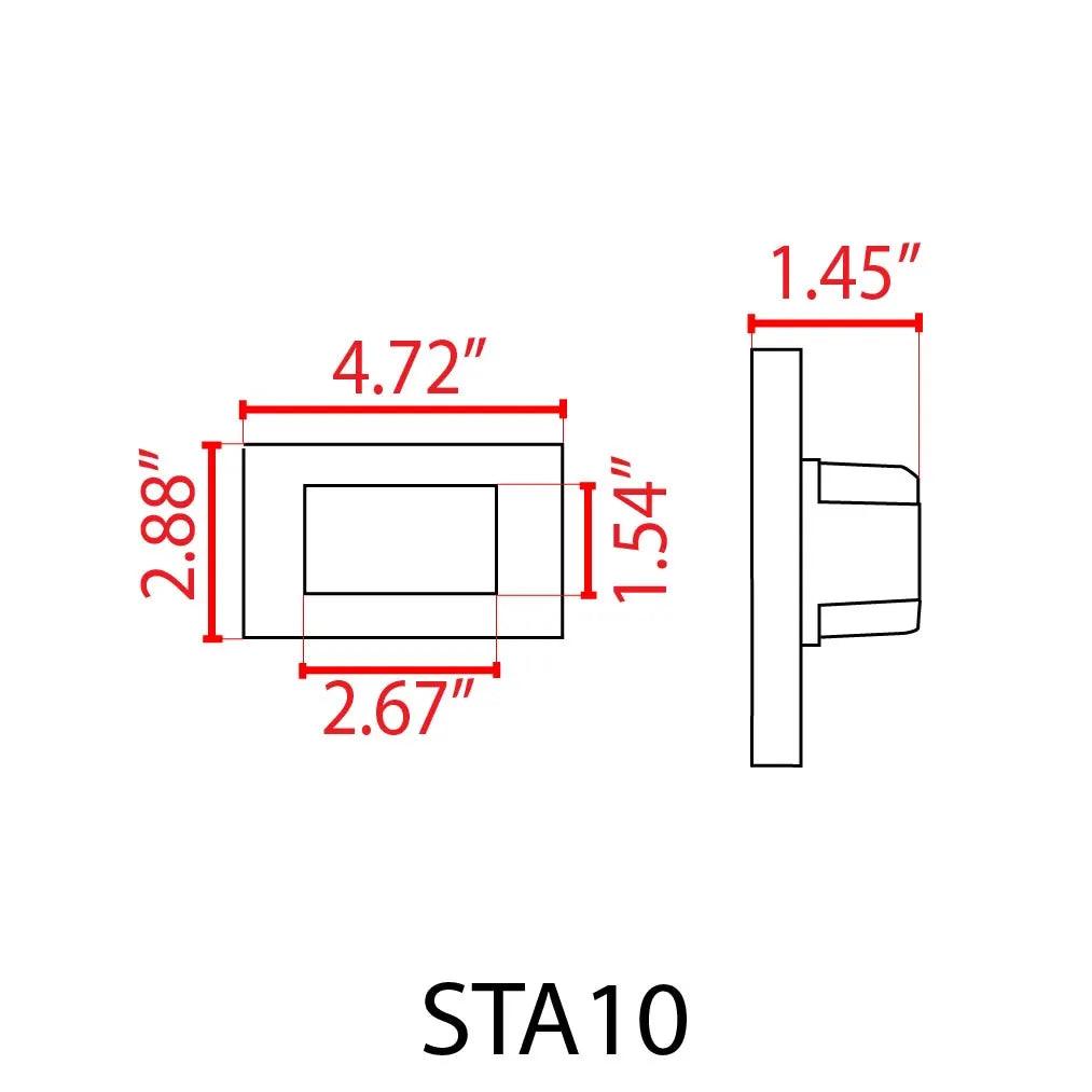 STA10 3.5W 3CCT 12V Low Voltage Rectangular Waterproof Horizontal Integrated LED Aluminum Stair Step Light Fixture