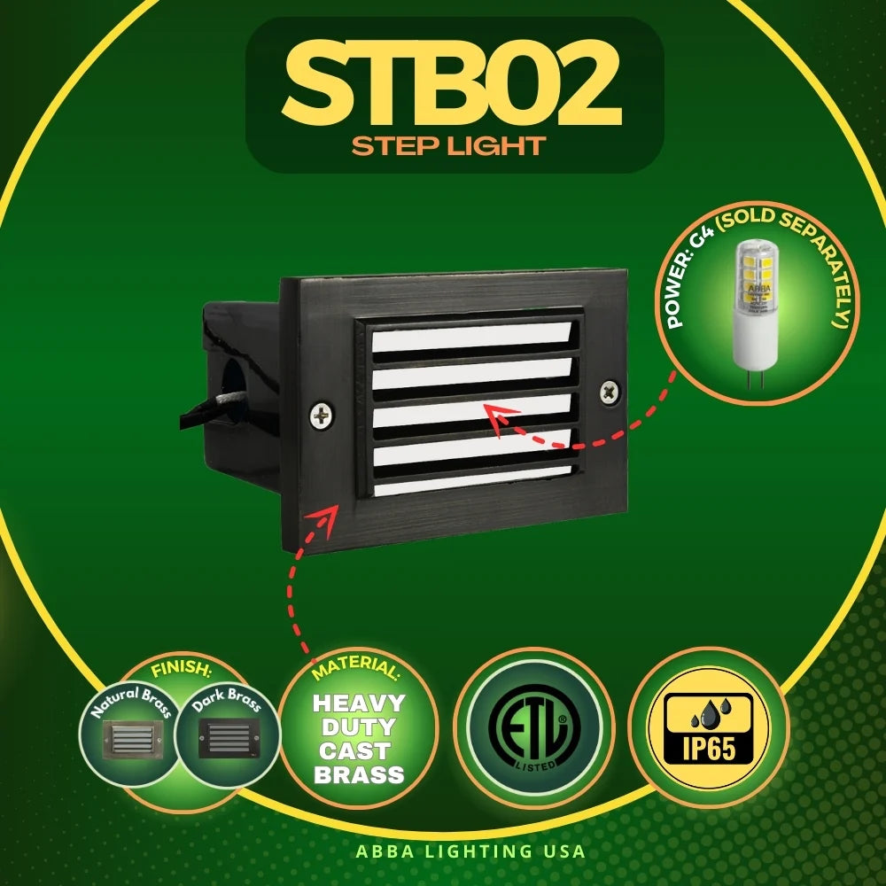 STB02 Brass Louver Horizontal Waterproof LED 12V Low Voltage 4.5