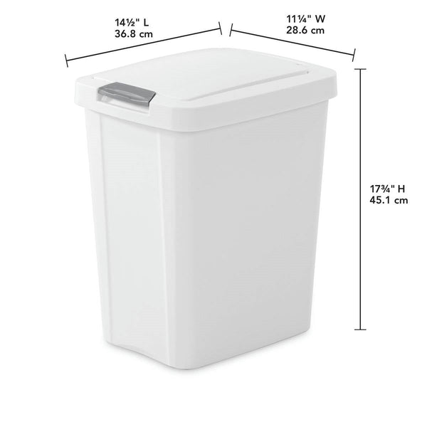 Set of 4 - White 8 Gallon Latch Top Kitchen Wastebasket Trash Can
