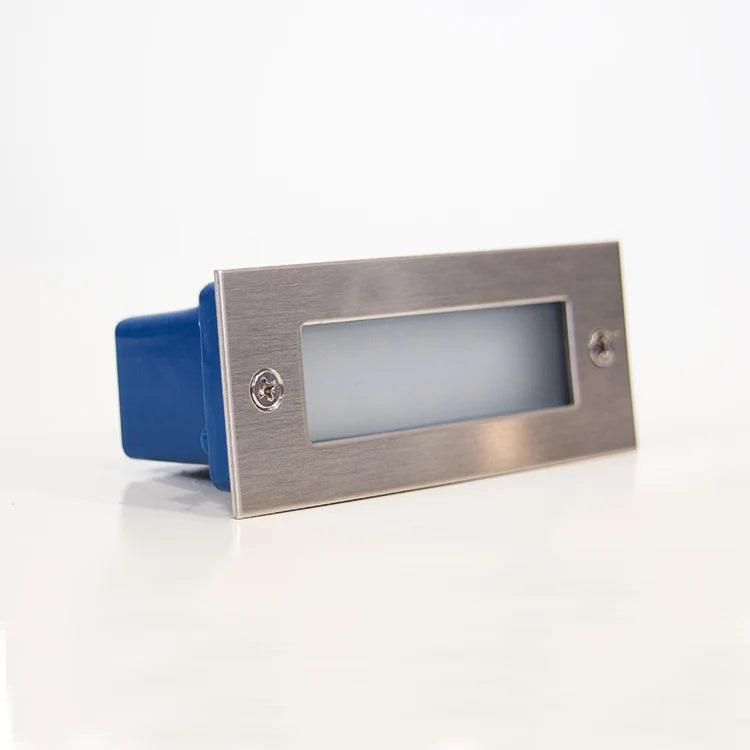 STS02 12V Low Voltage Outdoor Recessed Stainless Steel Brick Wall Light 3000K Warm White Integrated LED Step/ Stair Lighting Fixture