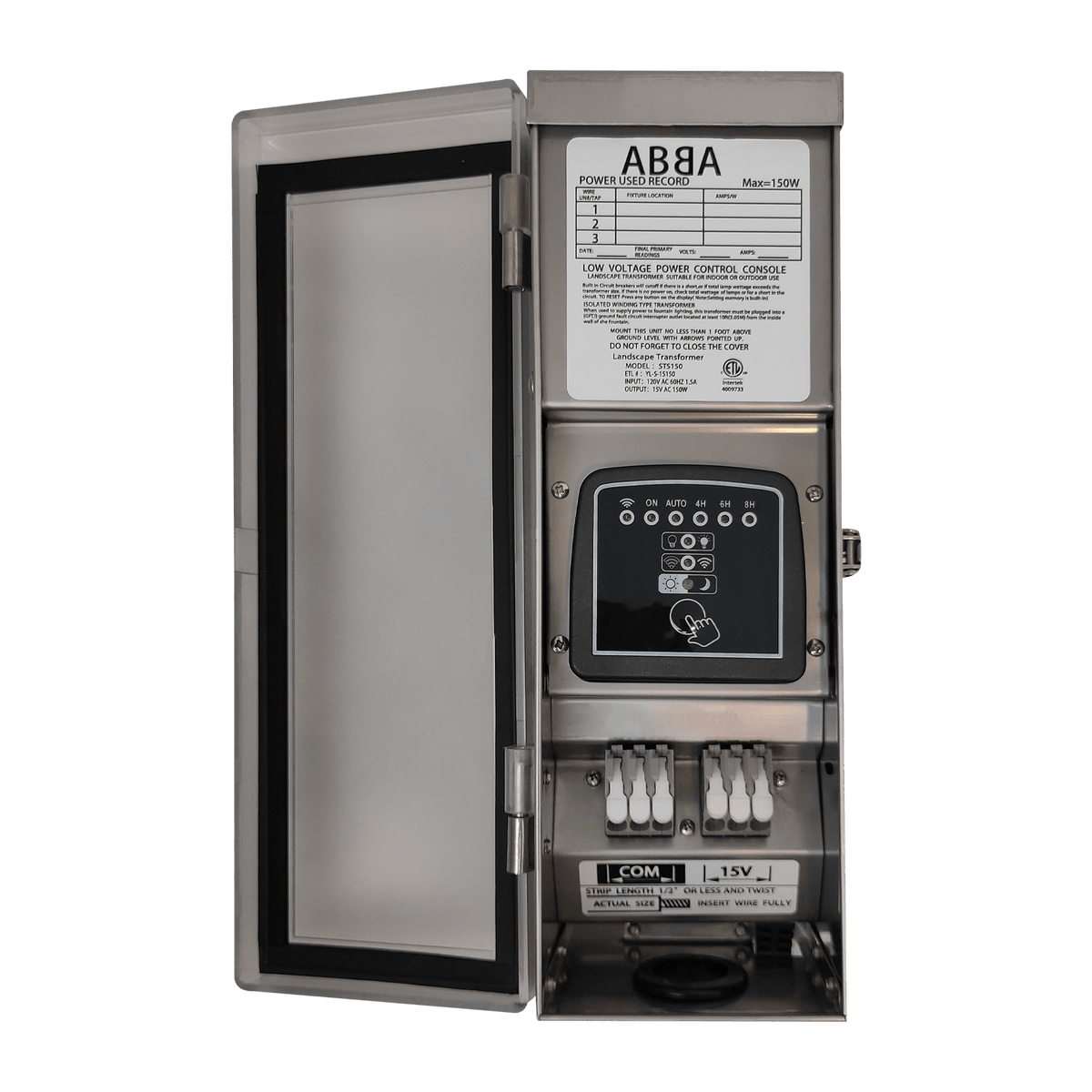 STSW150 150W Stainless Steel Smart WIFI 15V Low Voltage Transformer with Photocell & Timer IP65