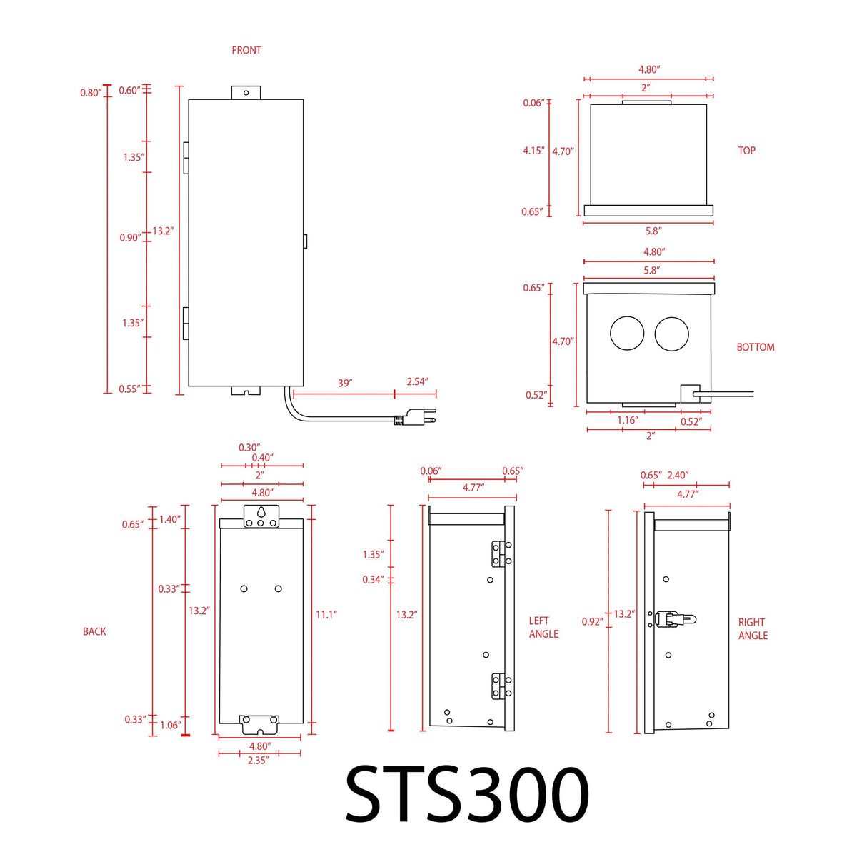 STS300 AC 300W 12V, 15V Low Voltage Stainless Steel Transformer with Photocell & Timer IP65