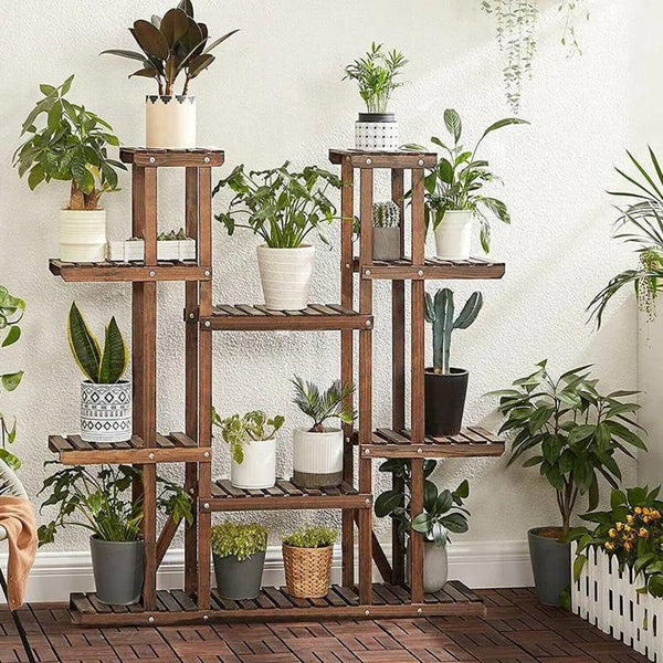 Solid Wood Indoor Outdoor 11-Tier Plant Stand