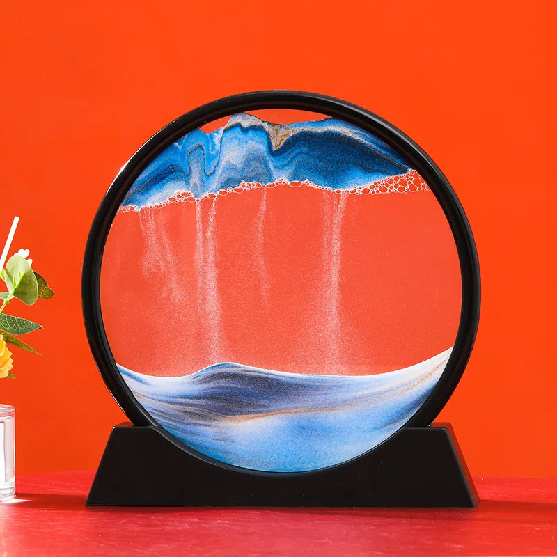 3D Moving Sand Art Picture Round Glass Deep Sea Sandscape Hourglass Quicksand Craft Flowing Painting Office Home Decor Gift