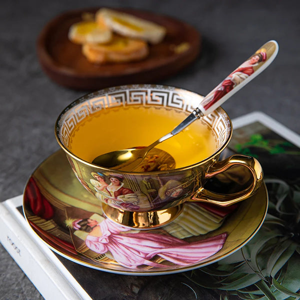 Bone Porcelain Coffee Mugs Espresso Cups Afternoon Tea Dessert Plates Spoon Suit Cappuccino Art Teacup for Restaurant Hotel