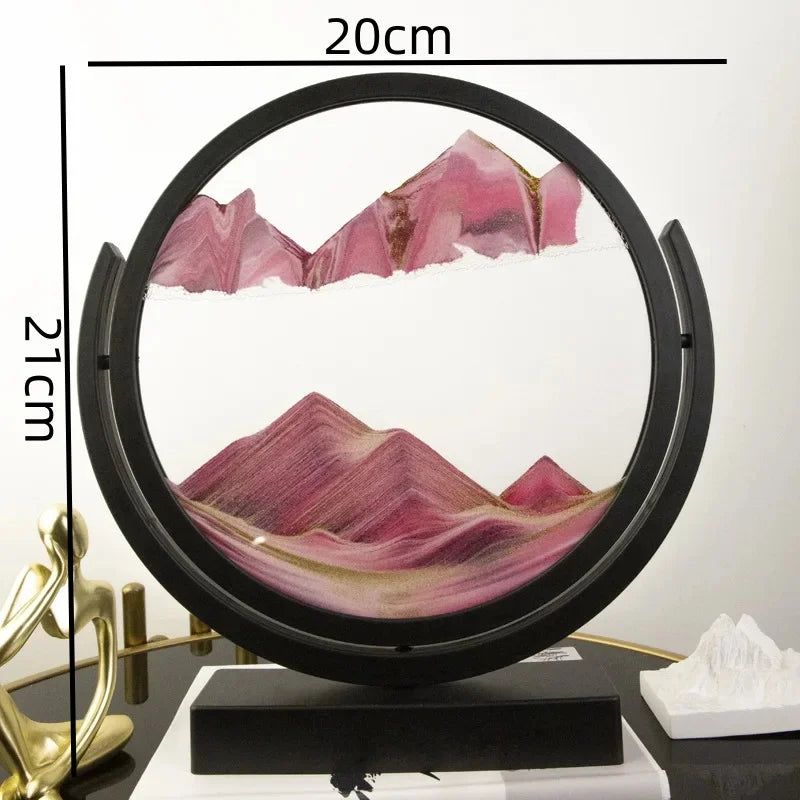 3D Moving Sand Art Painting Hourglass Round Handmade Glass Deep Sea Sandscape Quicksand Craft Sandglass Home Decoration Gifts
