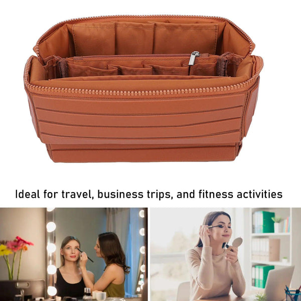 Fold Down Makeup Bag Large Capacity Water Proof Zippered Travel Cosmetic Case Toiletry Bag Zippered Toiletry Bag
