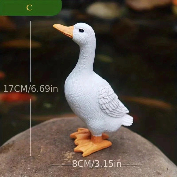 Duck Statues Landscape Ornament Farm Animal Simulation Model Statue Toy Chicken Duck Goose Figurine Sculpture Indoor Home Decor