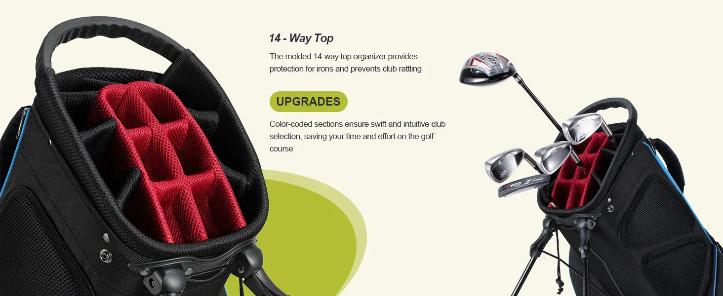 Ergonomic Golf Club Bag with Top Dividers & 10 Pockets – Premium Organization for Every Round