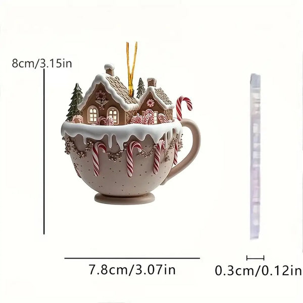 Christmas Coffee Cup Ornaments Coffee Mug Decorative Tree Hanging 2025 Xmas Navidad 2026 New Year Easter Bunny Party Supplies