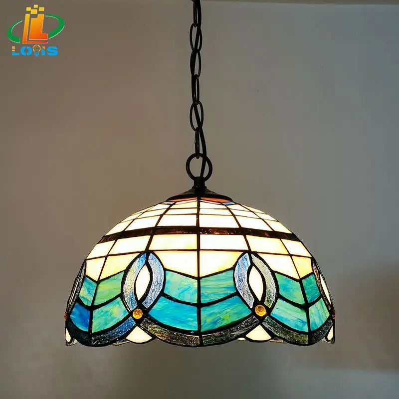 12-inch American-style Embankment Flower Chandelier Tiffany Style Milk Tea Shop Coffee Restaurant Glass Lighting E27 230V 220V