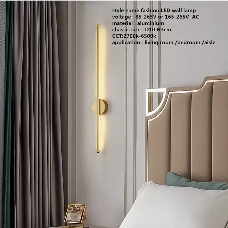 Gold Tube Wall Sconce 100cm Corridor Design
