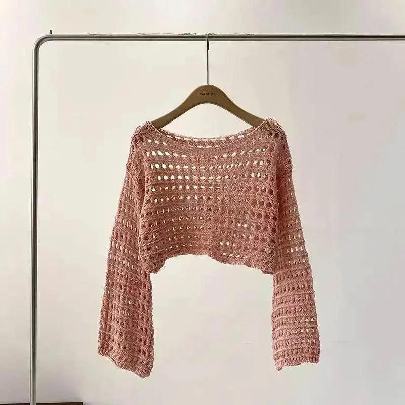 Boho Crochet Knit Crop Top for Summer Beach