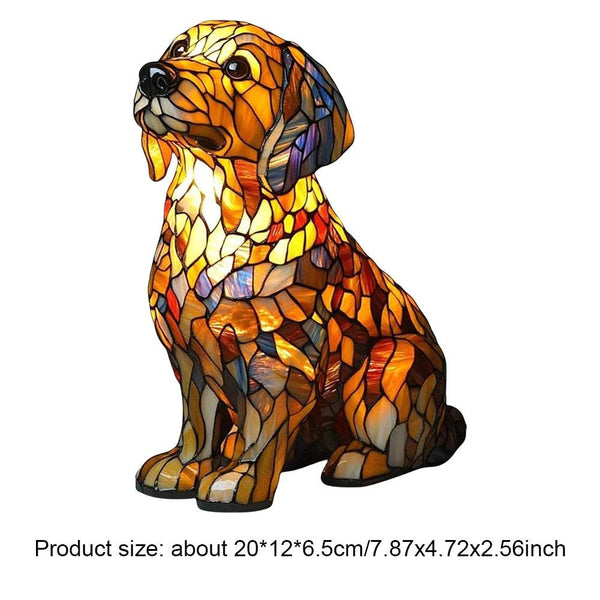Animal Resin Night Light LED Desk Lamp Nightstand Lamp Resin Stained Dog Tabletop Night Light Cute Pet Dogs for Bedroom Ornament