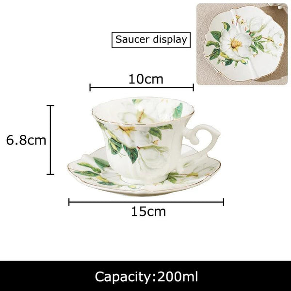 Elegant Camellia Painted Mugs Porcelain Cup&saucer Tableware Coffee Mug Dining Table Afternoon Tea Teacup Fruits Juice Cup