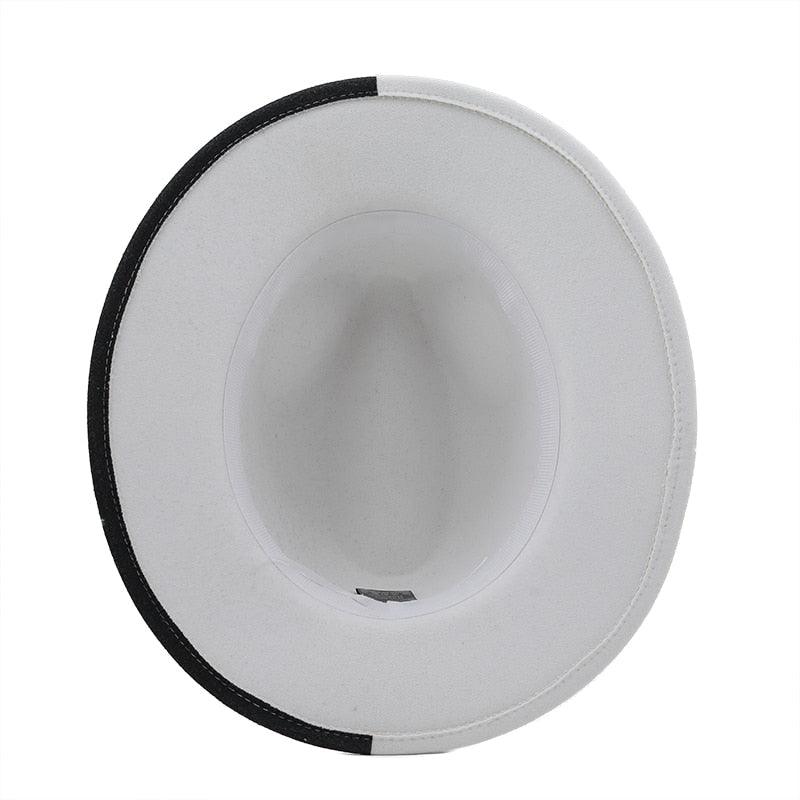 Black White Modern Unisex Fedora Hat Women Unisex Wide Brim Party Cowboy Cap Men Gentleman Wedding Hat Two Colors Fedora Hat Solid Color Wide Brim Winter Autumn Hat
