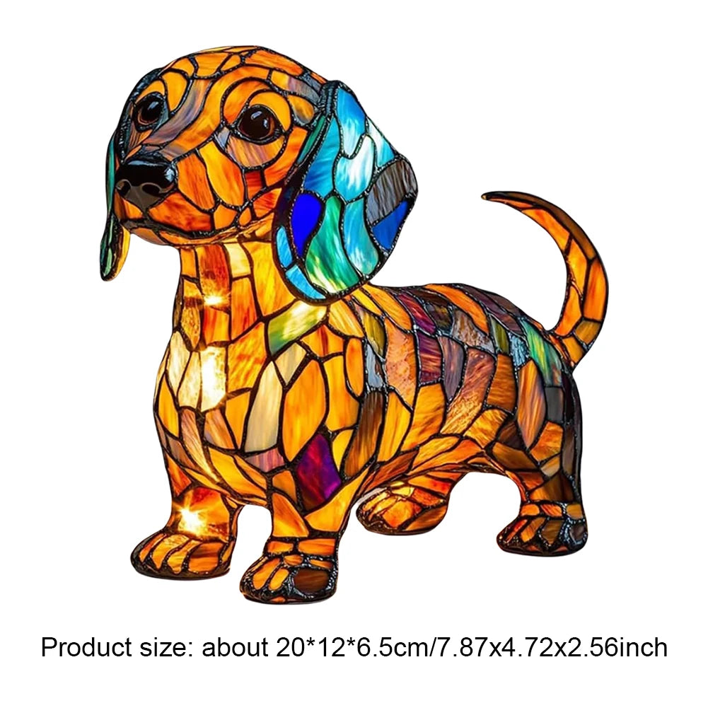 Animal Resin Night Light LED Desk Lamp Nightstand Lamp Resin Stained Dog Tabletop Night Light Cute Pet Dogs for Bedroom Ornament