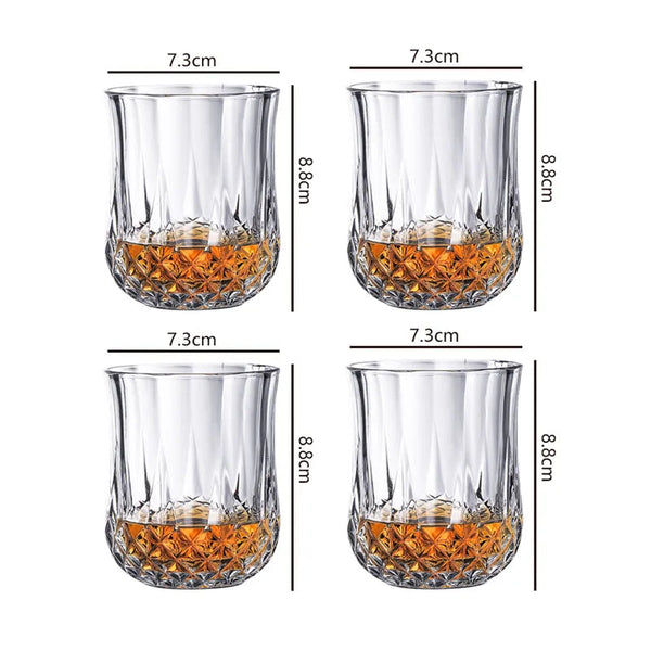 Dlight Decor 4pc Diamond Cut Glass Set 215ml Clear Dlight Decor