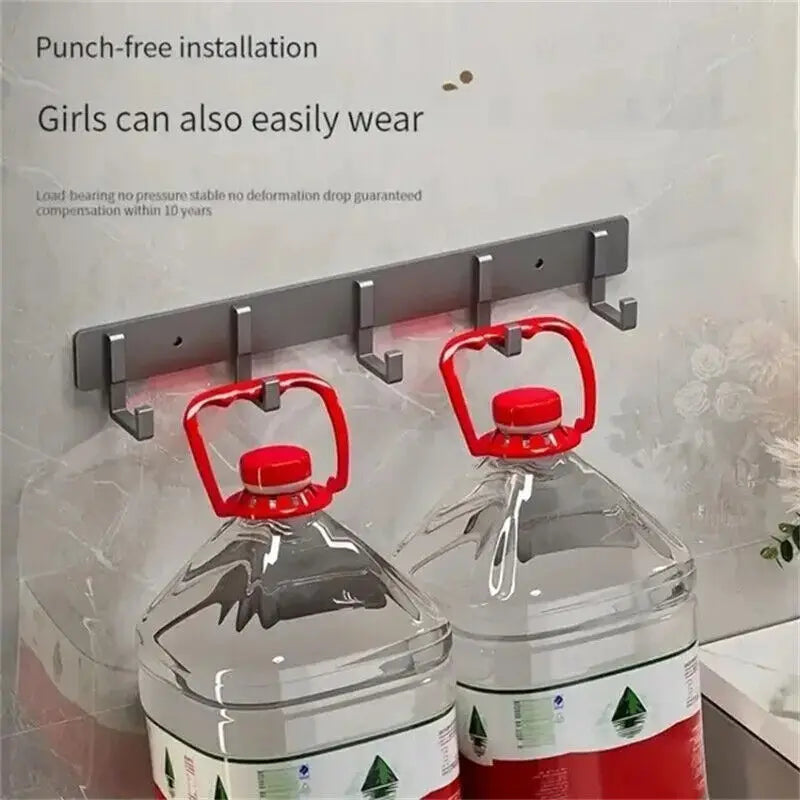 1pc 3 To 7 Hooks Metal Hooks Holder Aluminum Key Coat Clothes Door Holder Rack Hook Wall Mounted Hanger