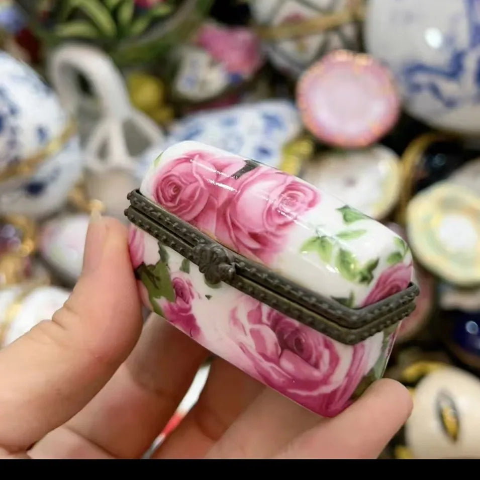 Ceramics Flower Jewelry Storage Box Vase Flower Basket Jewelry Case Storage Jewelry Organizer Display Gifts Home Decor Ornament