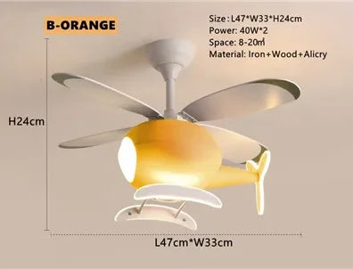 DecorBites™ Helicopter Ceiling Fan Chandeliers: Nordic Creative Kids Room Decor Lamp Decorbites