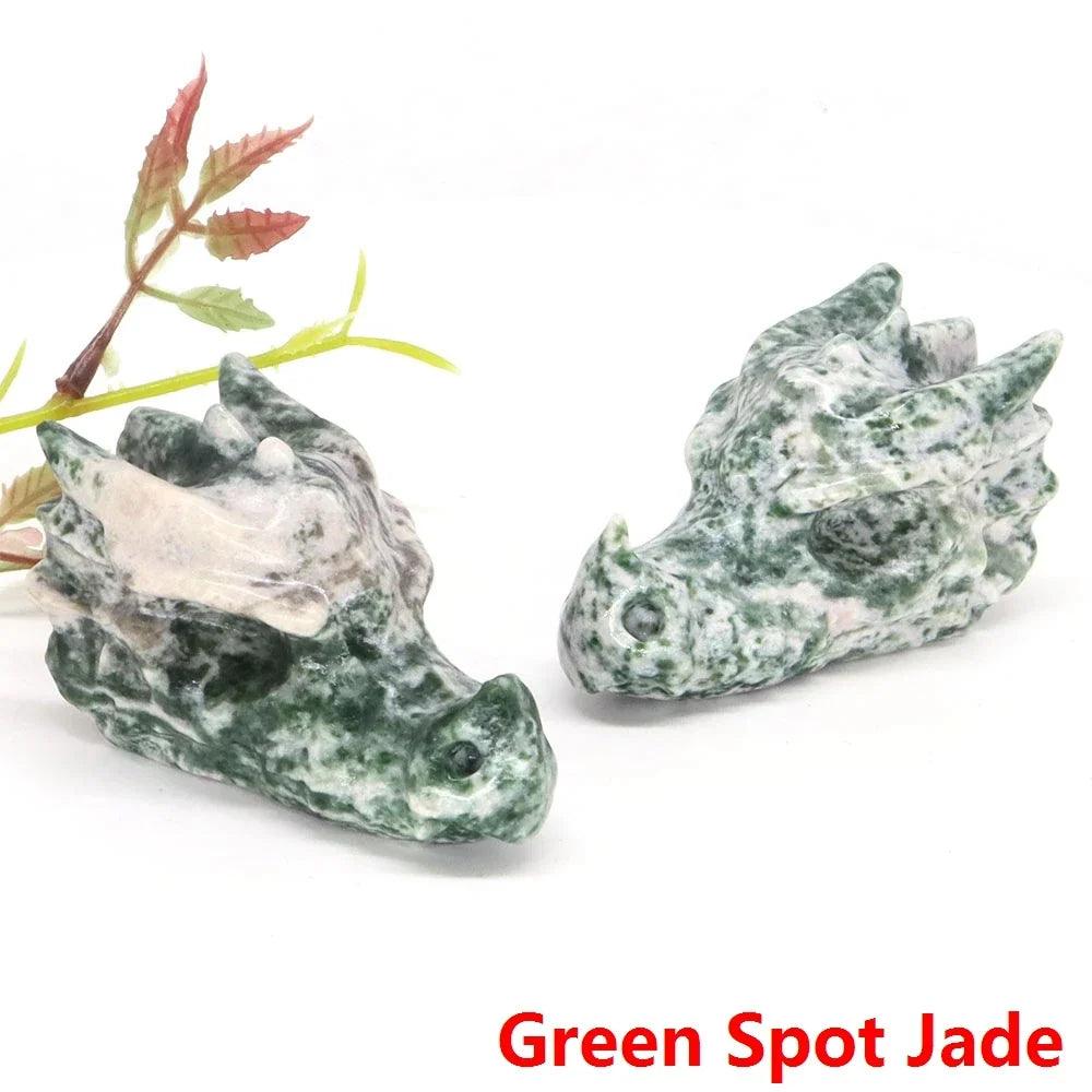 Dragon Head Statue Natural Gemstone Jade