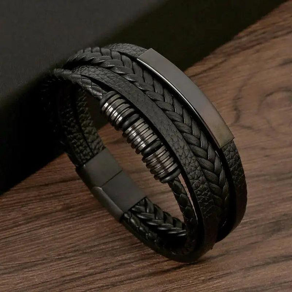 Classic Men's Leather Bracelet Hand-Woven