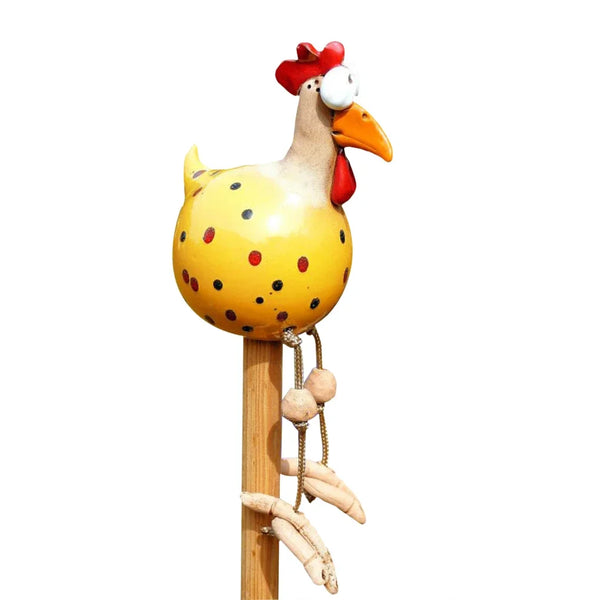 Funny Big Eyed Chicken Long Foot Resin Crafts Statues Statue Wooden Stake Decoration Hen Sculptures Garden Fence Art Supplies
