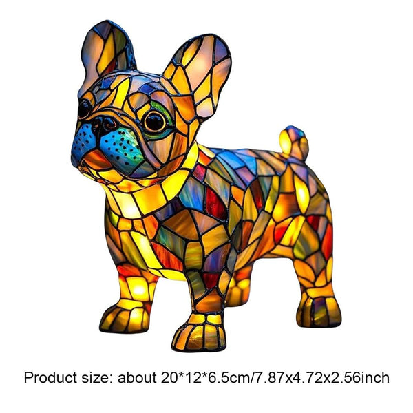 Animal Resin Night Light LED Desk Lamp Nightstand Lamp Resin Stained Dog Tabletop Night Light Cute Pet Dogs for Bedroom Ornament
