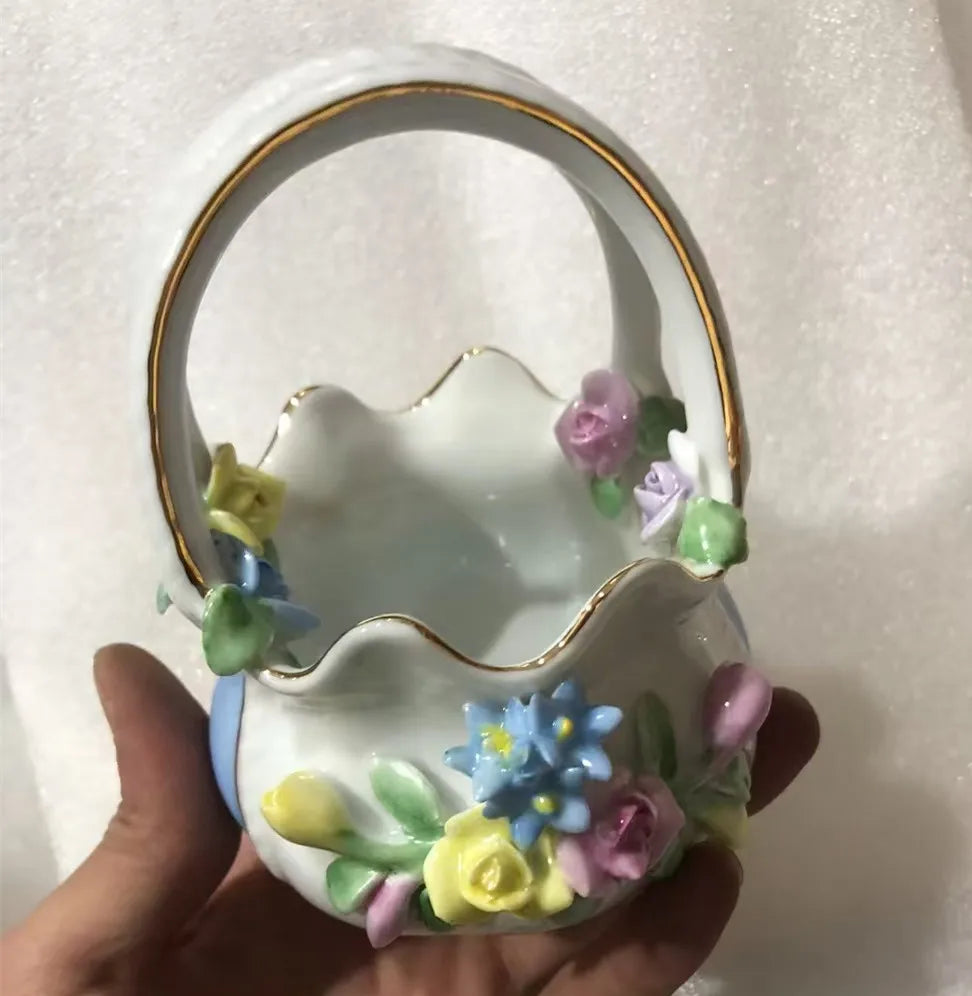Resin Flower Jewelry Storage Box Vase Flower Basket  Jewelry Case Storage Jewelry Organizer Display Home Decor Ornament
