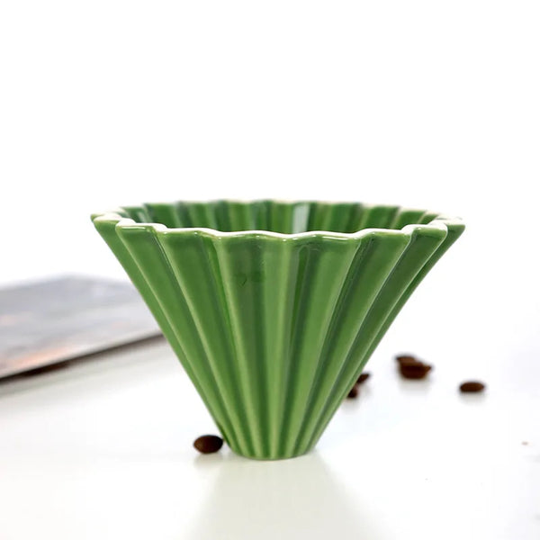StepUp Coffee Origami Ceramic Pour Over Dripper, Handmade Cone Brewer