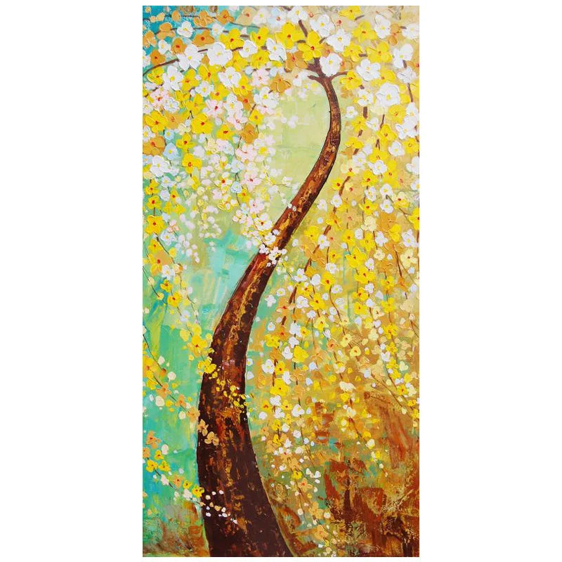 Abstract Golden Rich Tree Money Tree Oil Paintings on Canvas Poster Modern Landscape Wall Art Picture Print Home Decor No Frame