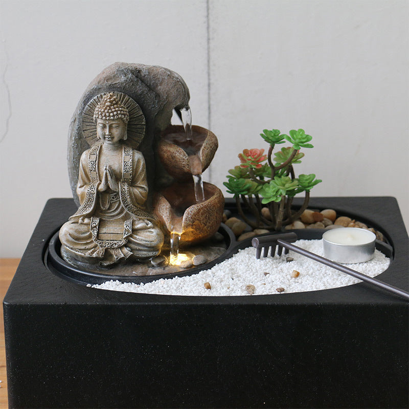 Indoor Desktop Fountain Waterfall With Buddha Statue