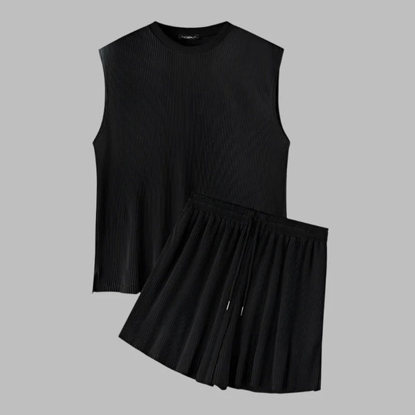 Summer Izzy Pleated Sleeveless Tank men beach shorts set