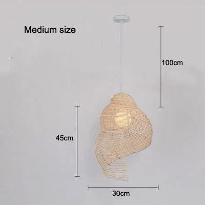Handmade Bamboo Conch Chandelier Retro Chinese Restaurant Bar Lamp Creative Personality Cafe Teahouse Decorative Pendent Light