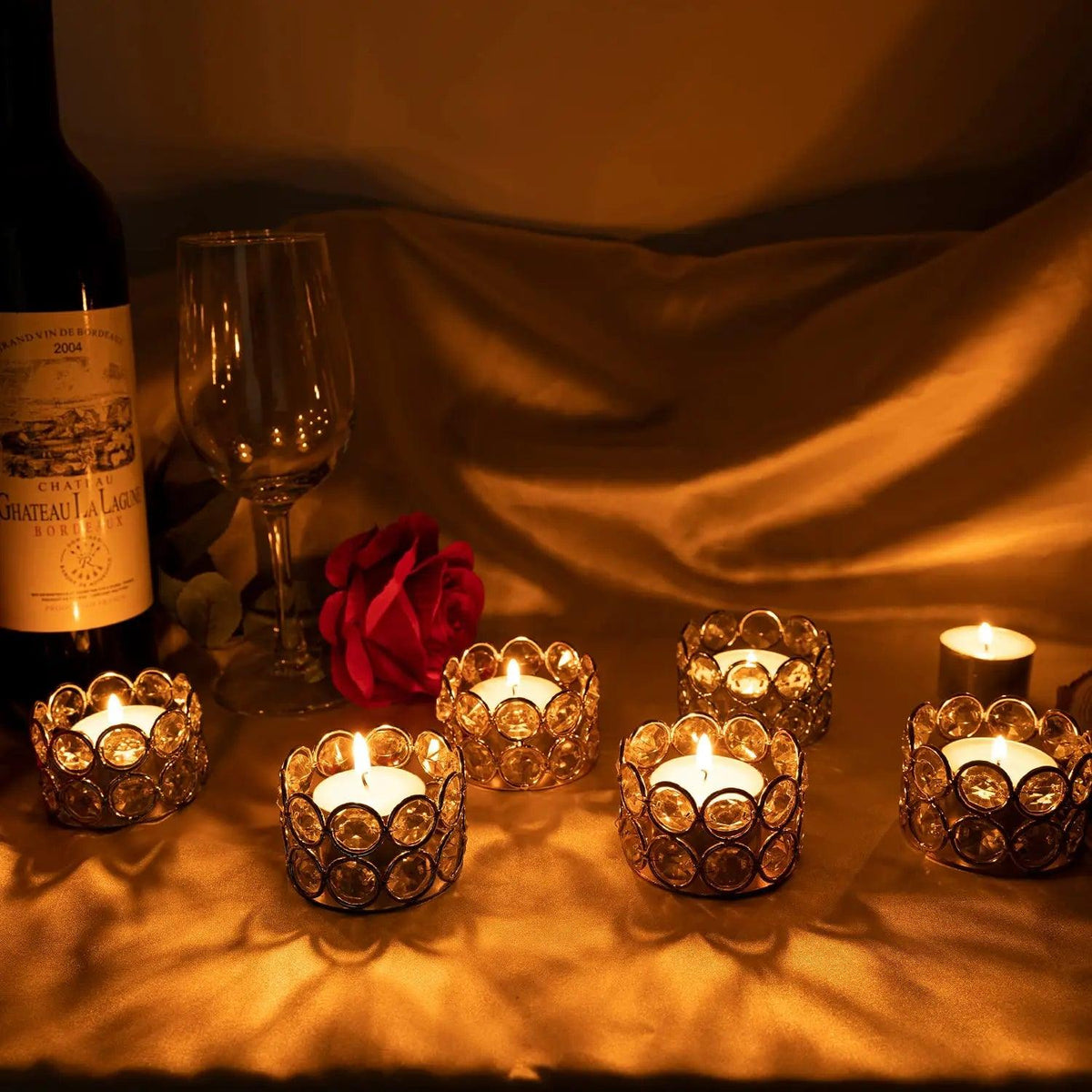 1/6pcs Candlesticks Crystal Tea Light Table Decoration Gift Box Candles Holder for wedding Valentine's Day Home Decor Tea Candle